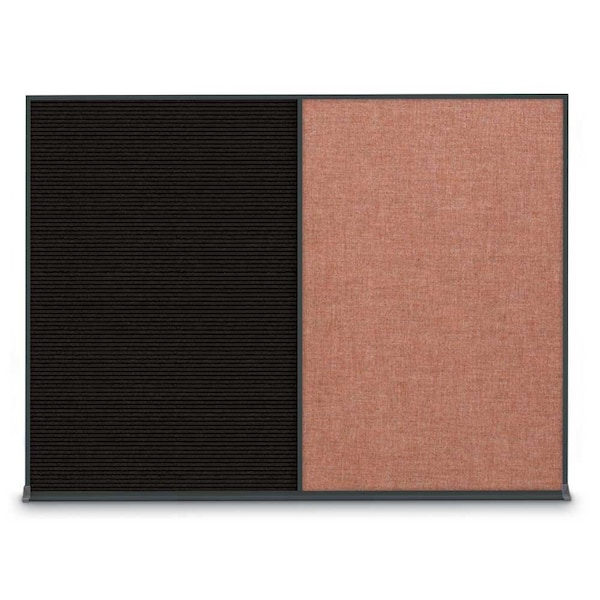 United Visual Products Double Door Radius Plus Corkboard, 48"X UV8003PLUS-SATIN-DBURGU - main